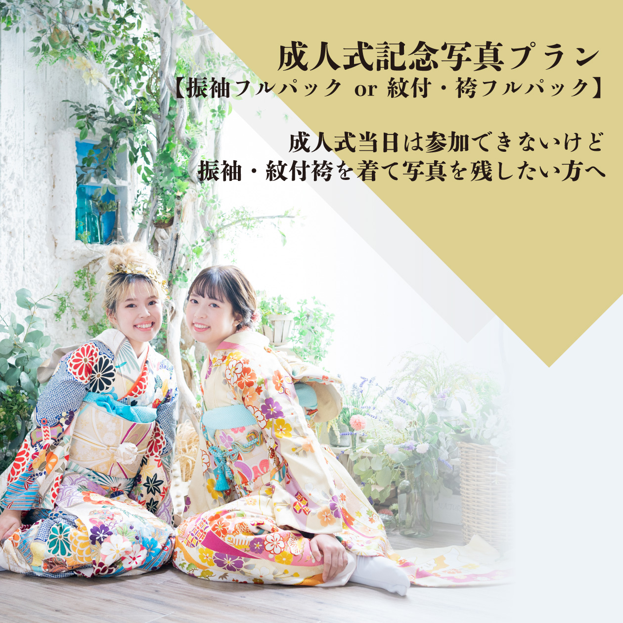成人式記念写真プラン【振袖フルパック or 紋付・袴フルパック】